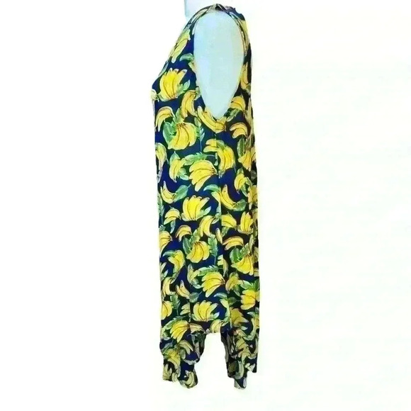 RARE VTG Jessica Taylor one size blue banana print swim cover up asymmetrical - Picture 2 of 8